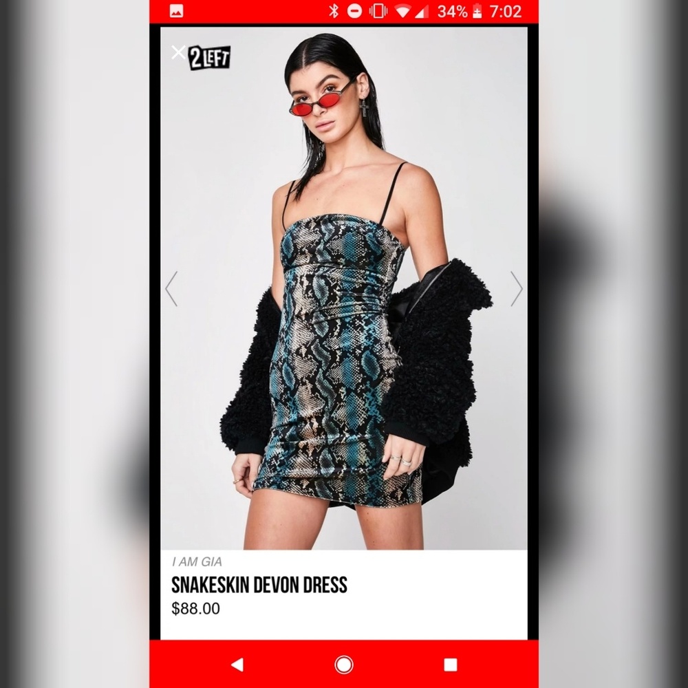 i.am.gia dress mini snakeskin nwt large